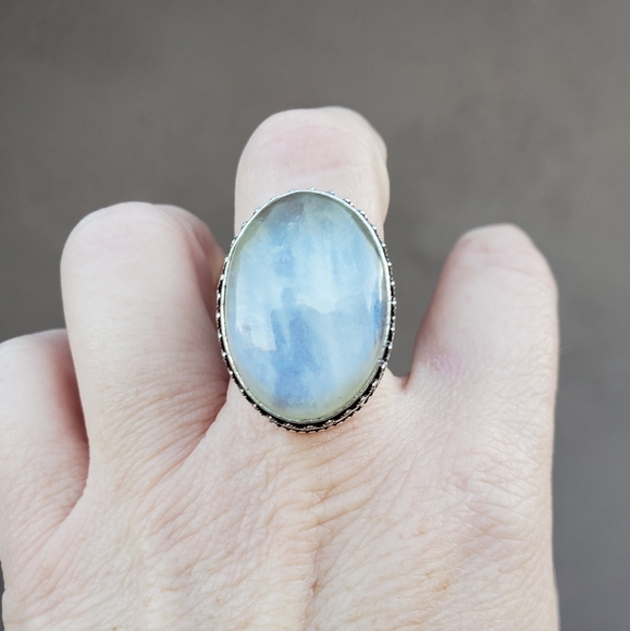 New Stunning Rainbow Dichroic Glass 925 Silver Ring. - Picture 4 of 12